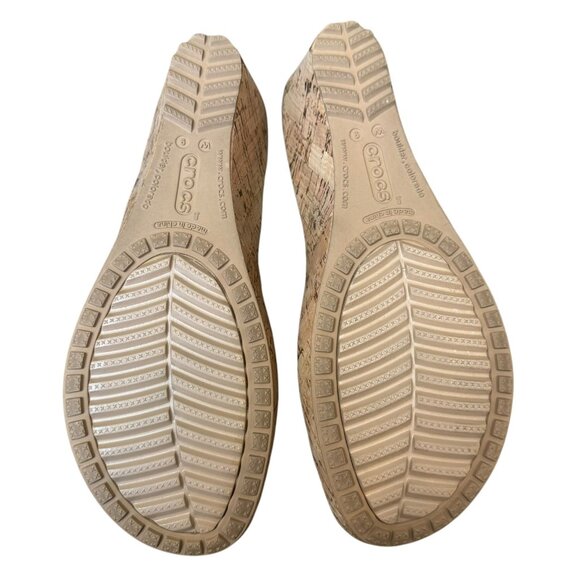 Crocs A Leigh Mini Wedge Sandals Womens 9 Leather Strappy Black - Picture 6 of 7